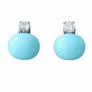 Pendientes de plata con piedra turquesa o coral roja o rosa