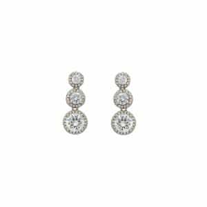 Pendientes de plata largos con triple piedra y circonitas