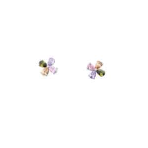 Pendientes de plata diseño flor cuatro pétalos