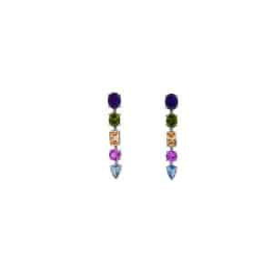 Pendientes de plata largos cinco piedras multicolor