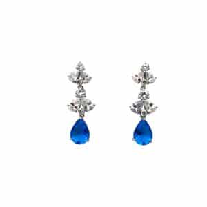 Pendientes de plata con lágrima de color y detalle de circonitas