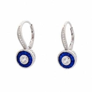 Pendientes de plata colgante ojo de perdiz azul zafiro