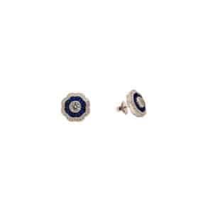 Pendientes plata estilo ojo de perdiz diseño floral