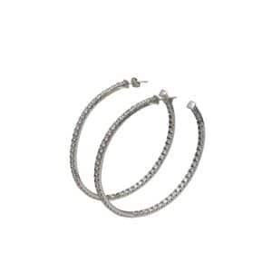Pendientes de aro en plata con circonitas grandes