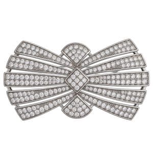 Broche de plata con diseño abanico y circonitas