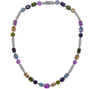 Collar de plata con circonitas multicolor