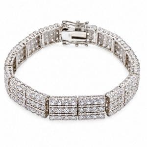 Pulsera de plata eslabones rectangulares de circonitas