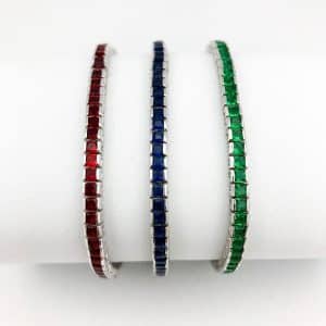 Pulsera rivière de plata con circonitas de color