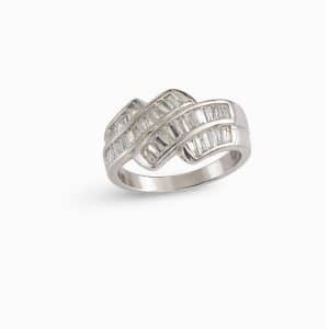 Anillo de plata diseño helicoidal con circonitas