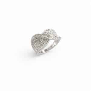 Anillo de plata ancho doble con circonitas