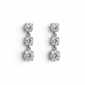 Pendientes de plata con tres circonitas colgantes