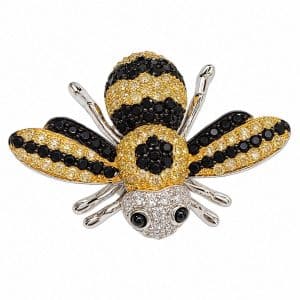 Anillo de plata abeja con circonitas negras y doradas
