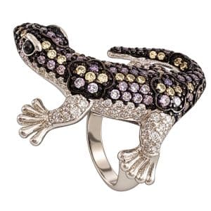 Anillo de plata diseño lagarto con circonitas