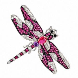 Broche libélula de plata con circonitas multicolor