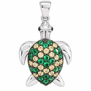 Colgante tortuga de plata con circonitas