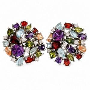 Pendientes de plata con circonitas multicolor