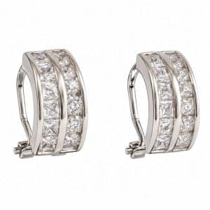Pendientes de plata con doble fila de circonitas