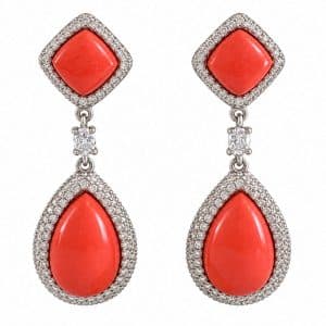 Pendientes de plata con lágrima de coral