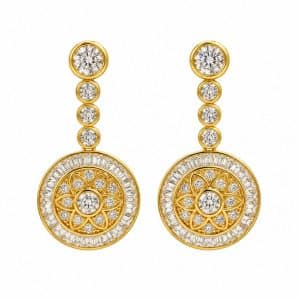 Pendientes de plata y circonita con medallón circular